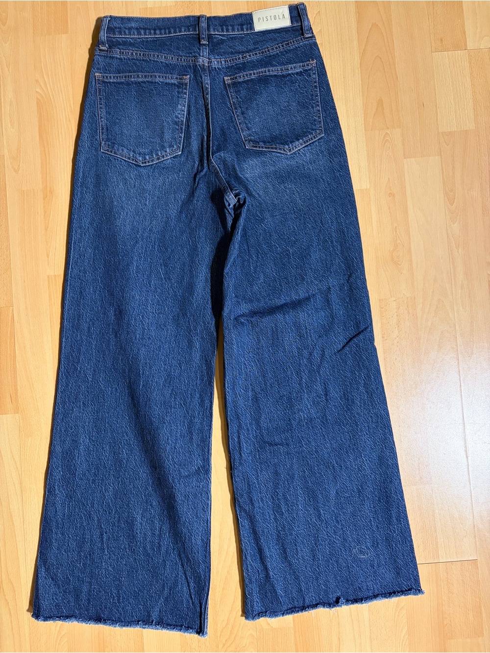 pistola Lana High Rise Wide Leg Jean Raw Hem Dark Blue Wash in Elevation 27 - Picture 7 of 11